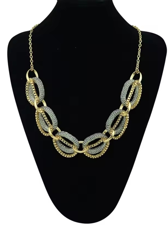 Two-Tone Gold and Silver Chunky Link Necklace